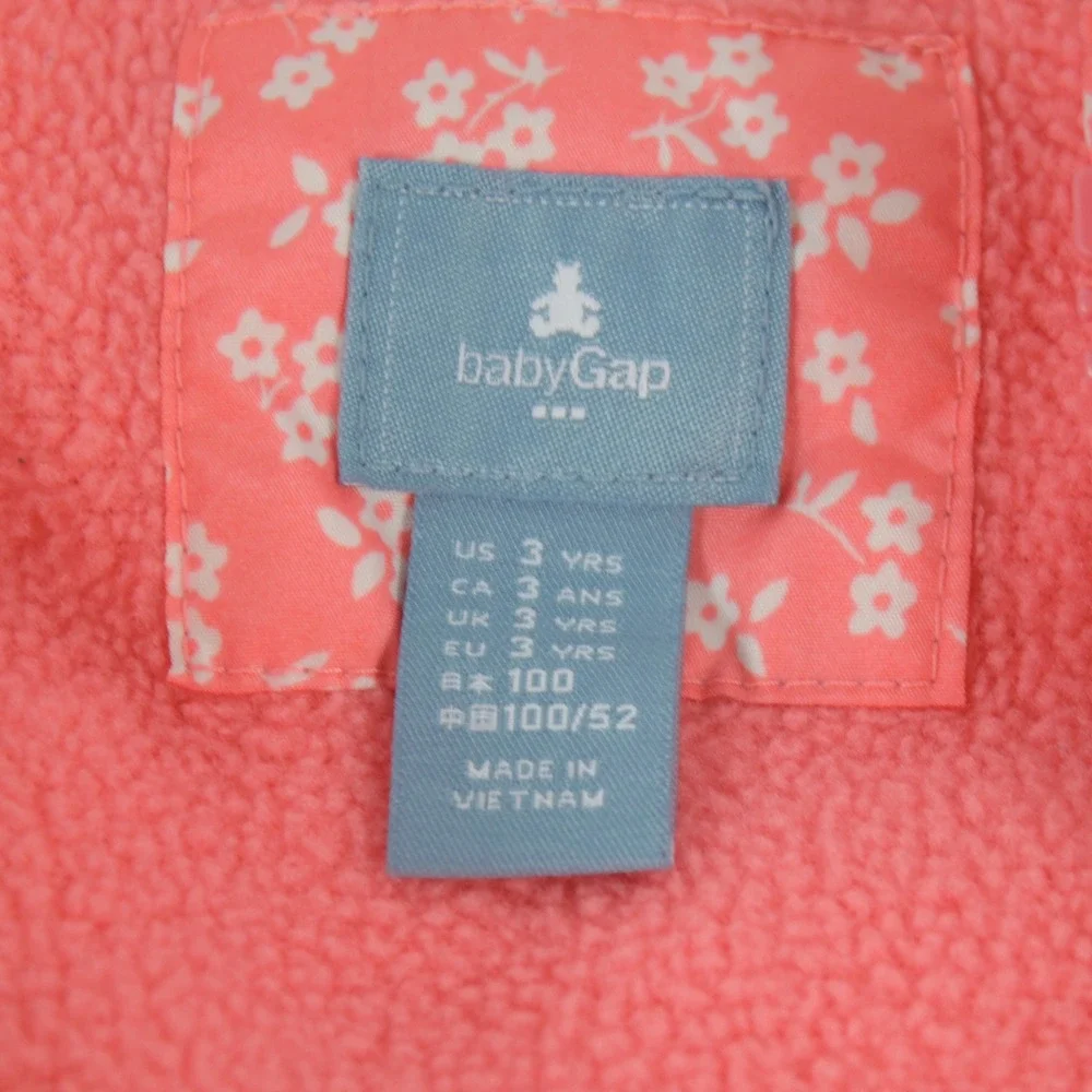 BabyGap Pink Floral Fleece Lined Puffer Vest Toddler Girl's Size 3 Years